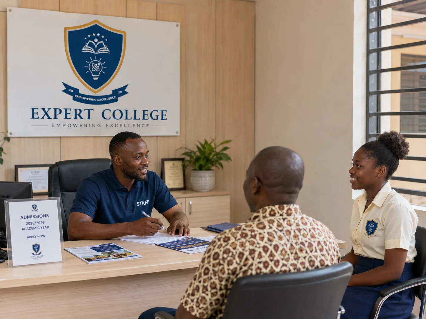 A candidate being assisted at the Expert College registration desk